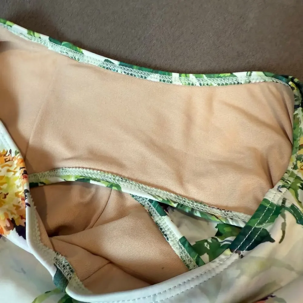 Kortni Jeane Whimsical Floral High Waist Swim Bottoms Maternity Ruched 2XL
